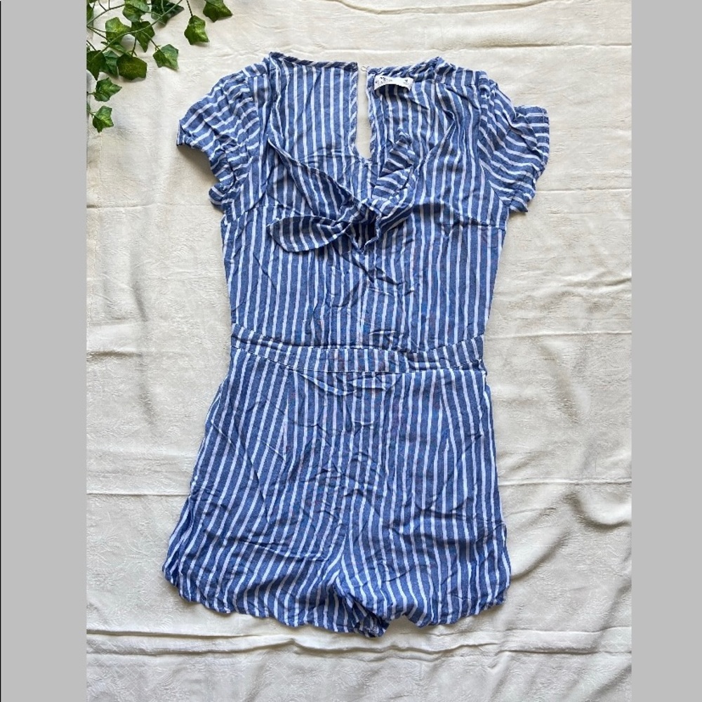 Blue and white striped Hollister Romper Size M